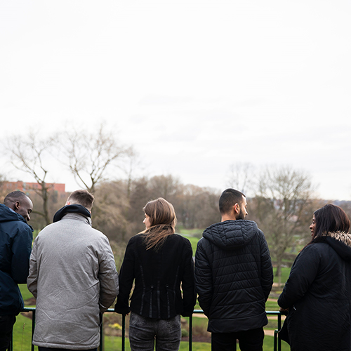 Group of friends looking at each other