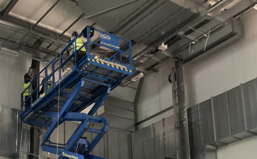 Installation of network and power infrastructure in chamber of Energy House 2.0, University of Salford