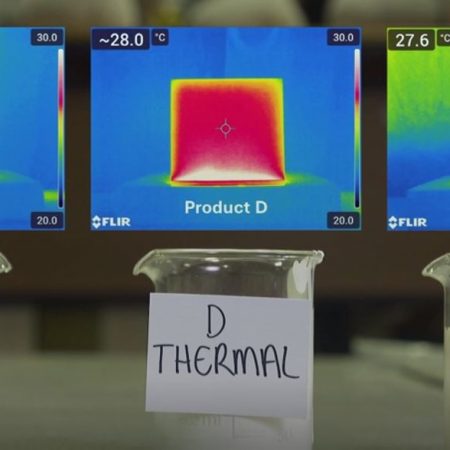 Image of Three Thermal Paints and how they look under the Thermal Camera