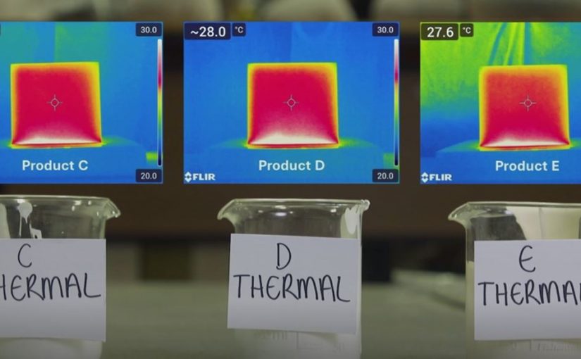 Image of Three Thermal Paints and how they look under the Thermal Camera