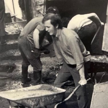 Dr Anthony Simpson working on the Roof Lab, Wall Lab and Transient Heat Flow lab Laboratory on Meadow Road site, prior to the establishment of the Thermal Measurement Laboratory. 