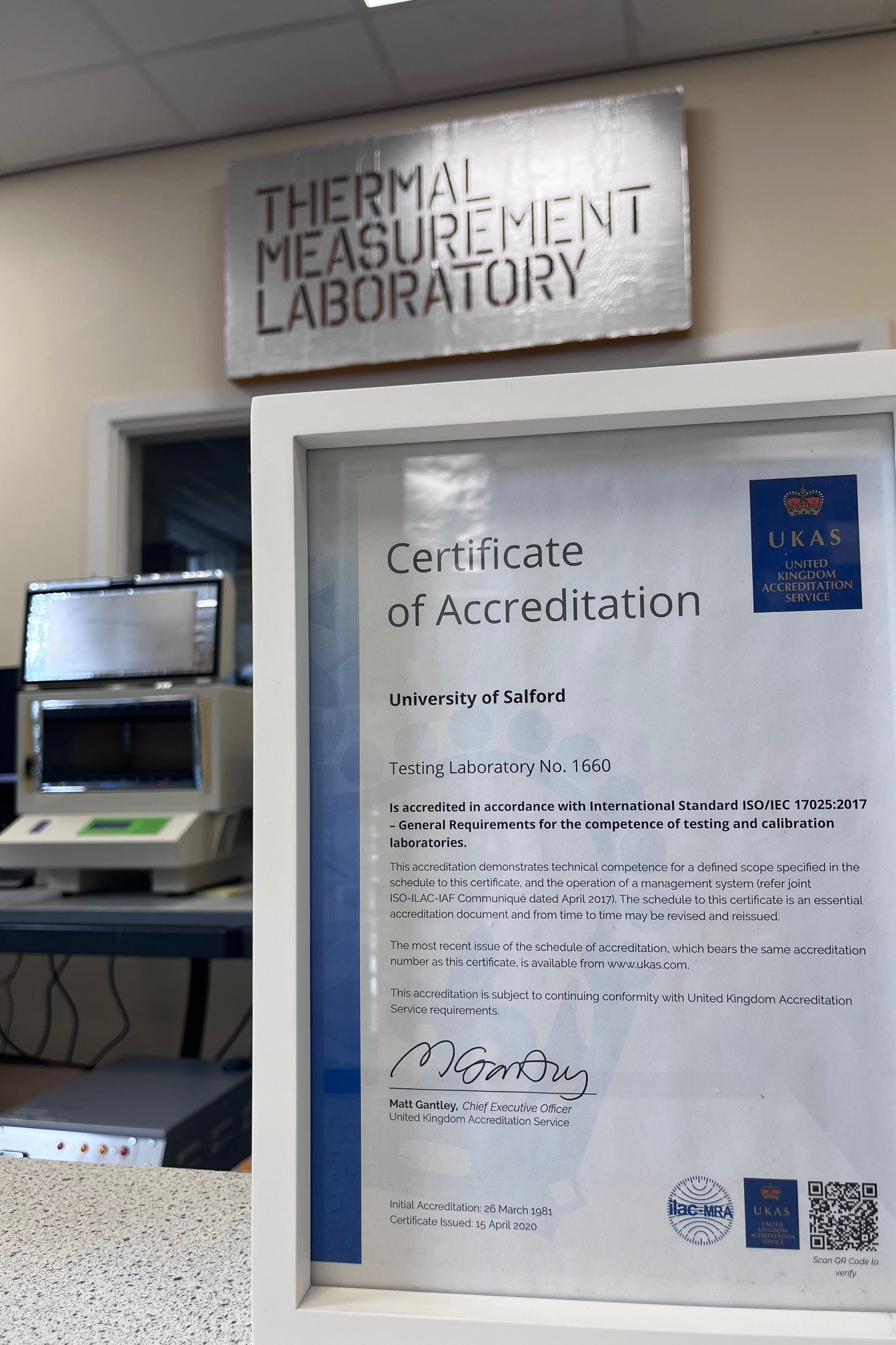 Thermal Lab Accredited Certificate 